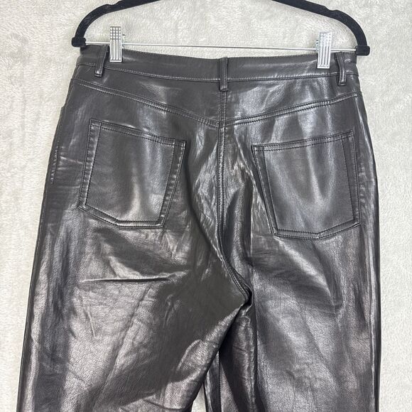 Aritzia Wilfred Women's Black Straight Pants Vegan Leather Women's The Melina 10 - Picture 9 of 13